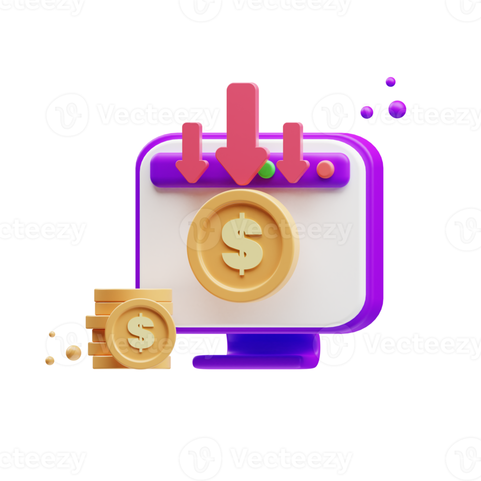 3d purple financial and investment icon illustration rendering png