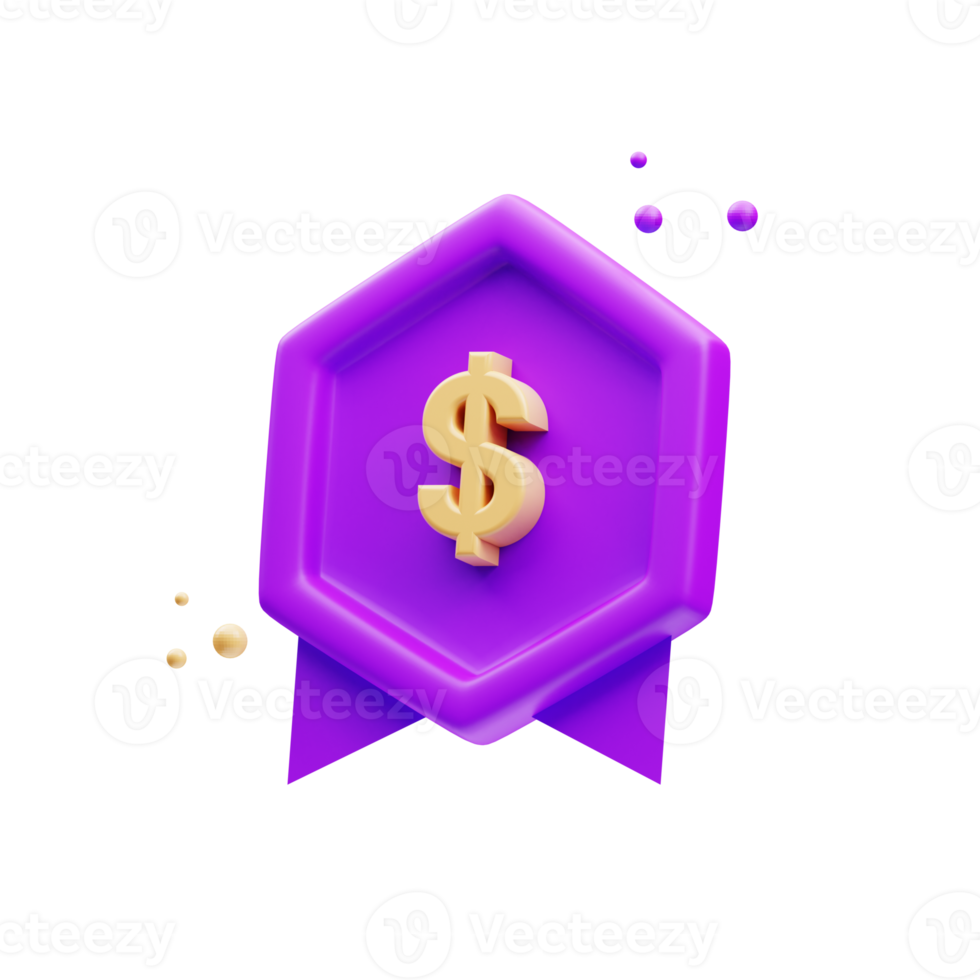 Rendu d'illustration d'icône financière et d'investissement violet 3d png