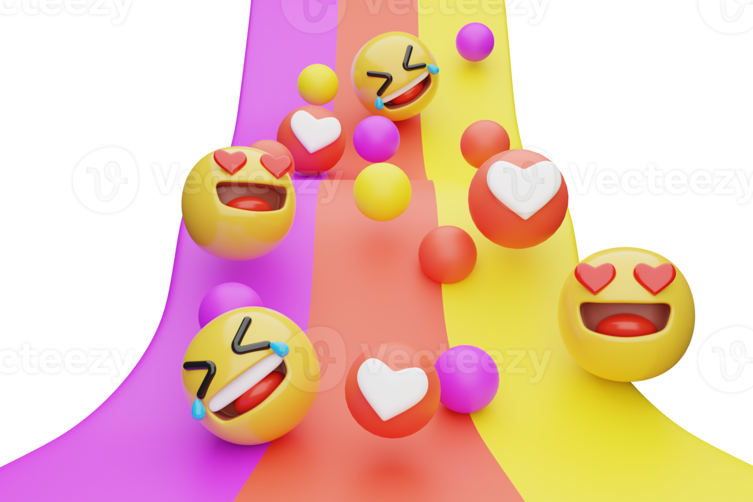 3d illustration Yellow faces.expressions and emotions png
