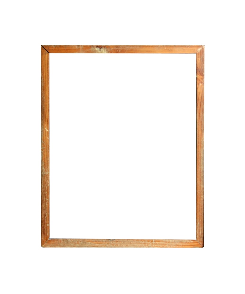 wooden picture frame on transparent background png file