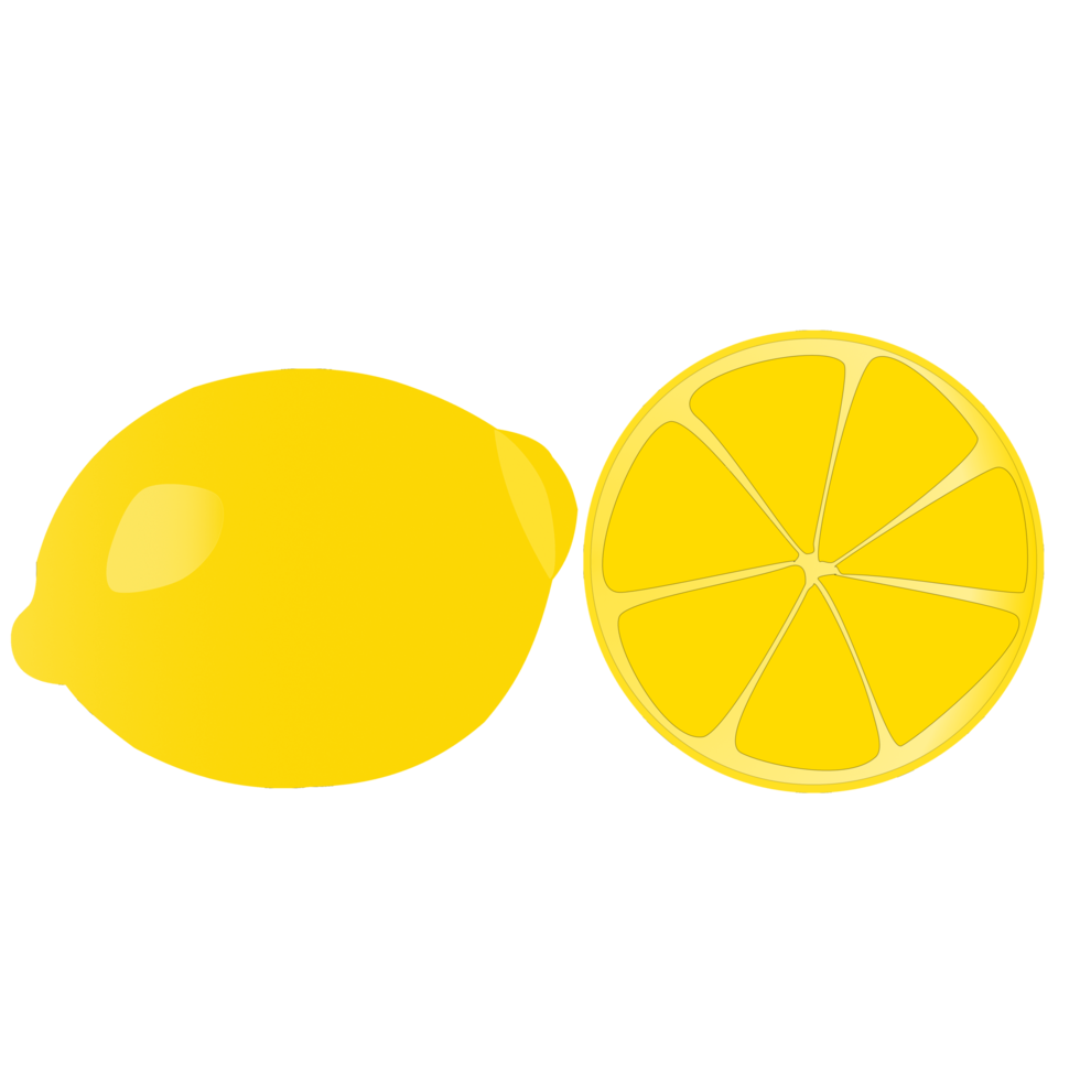 Yellow lemon and slice citrus fruit illustration design  on transparent background. png