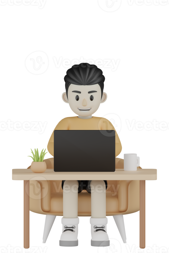 3D Isolated Man With Long Sleeve Shirt Doing Activity png