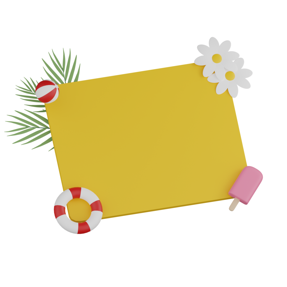 3D Isolated Summer Blank Box png