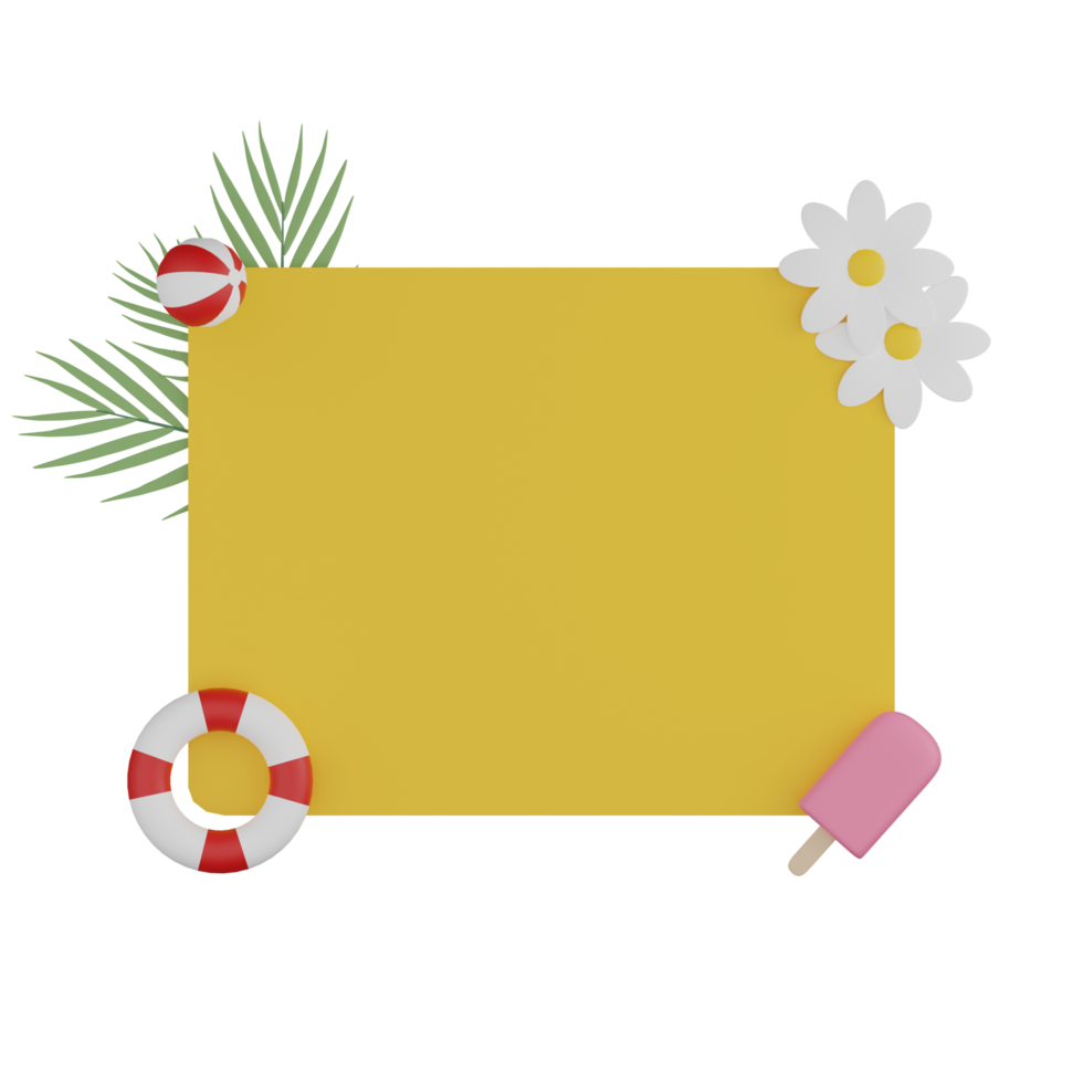 3D Isolated Summer Blank Box png