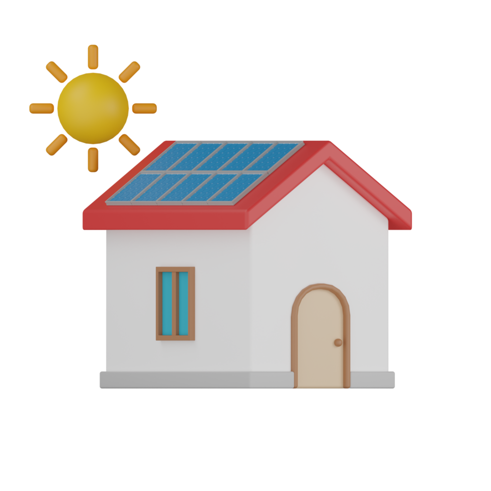 3D Isolated Building With Solar Panels png