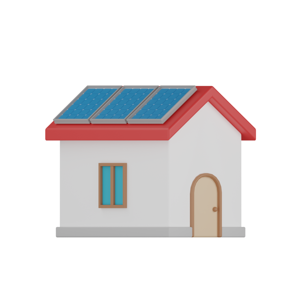 3D Isolated Building With Solar Panels png