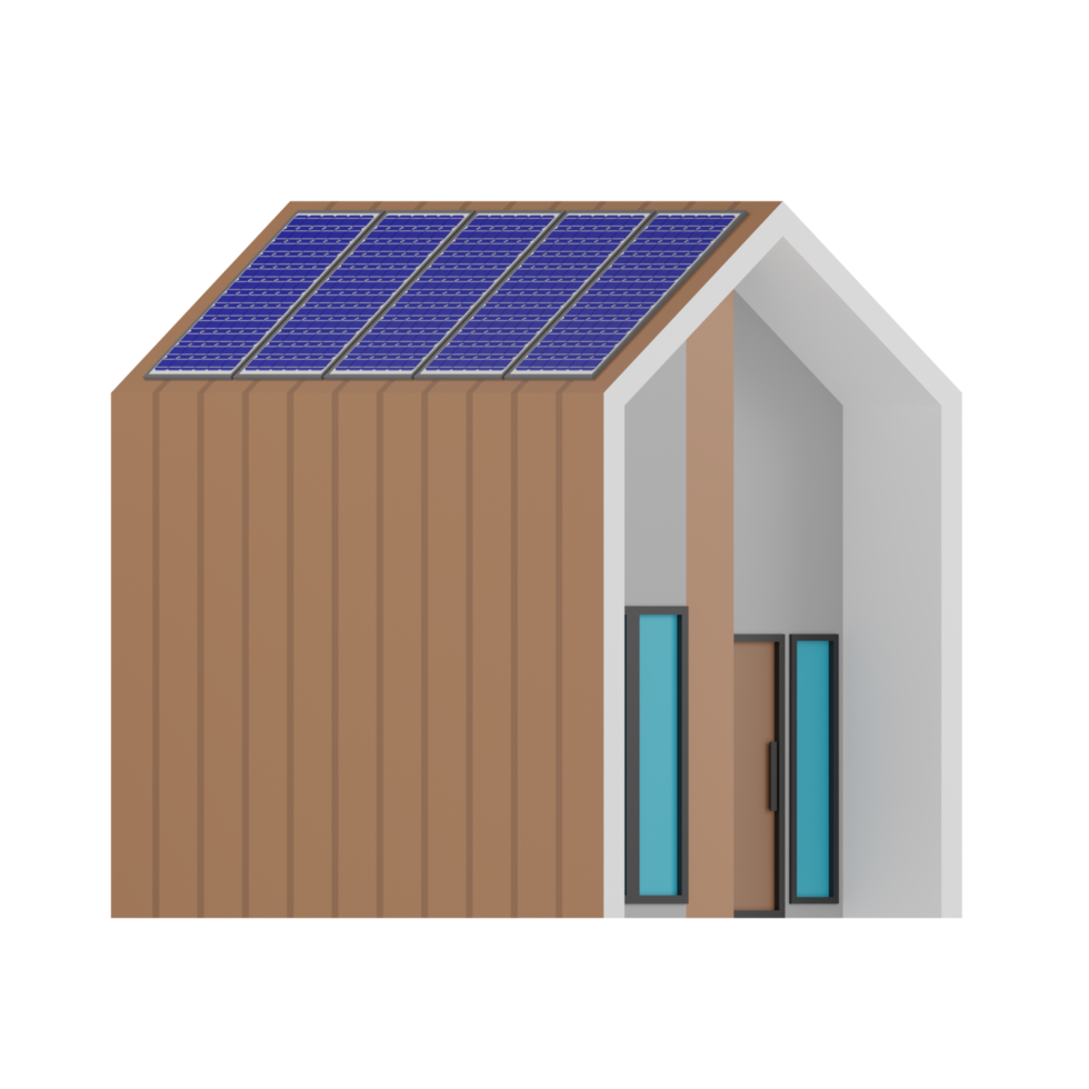 3D Isolated Building With Solar Panels png