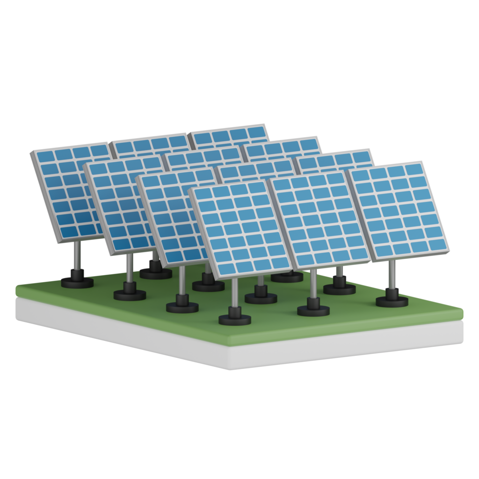 production de panneaux solaires isolés 3d png