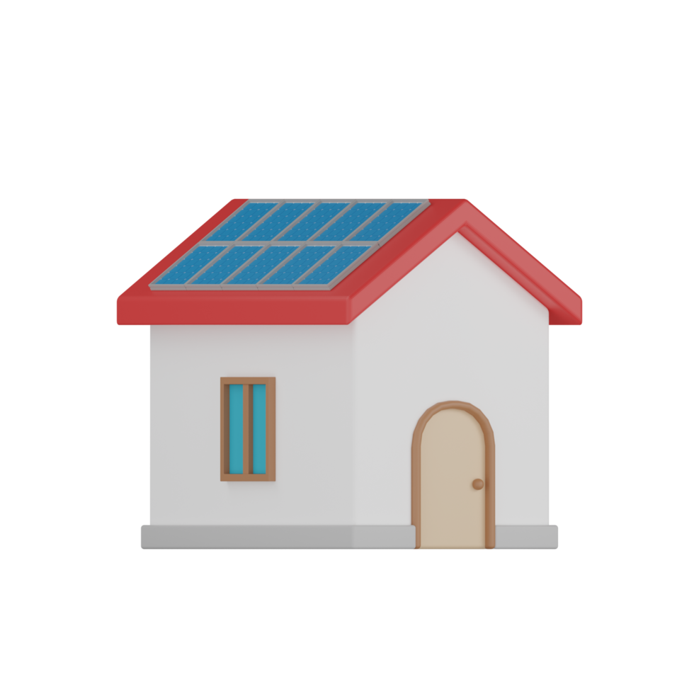 3D Isolated Building With Solar Panels png