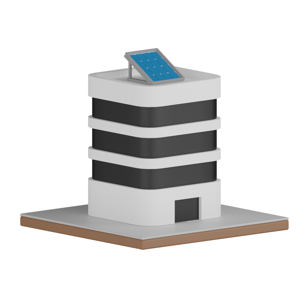 3d isolato edificio con solare pannelli png