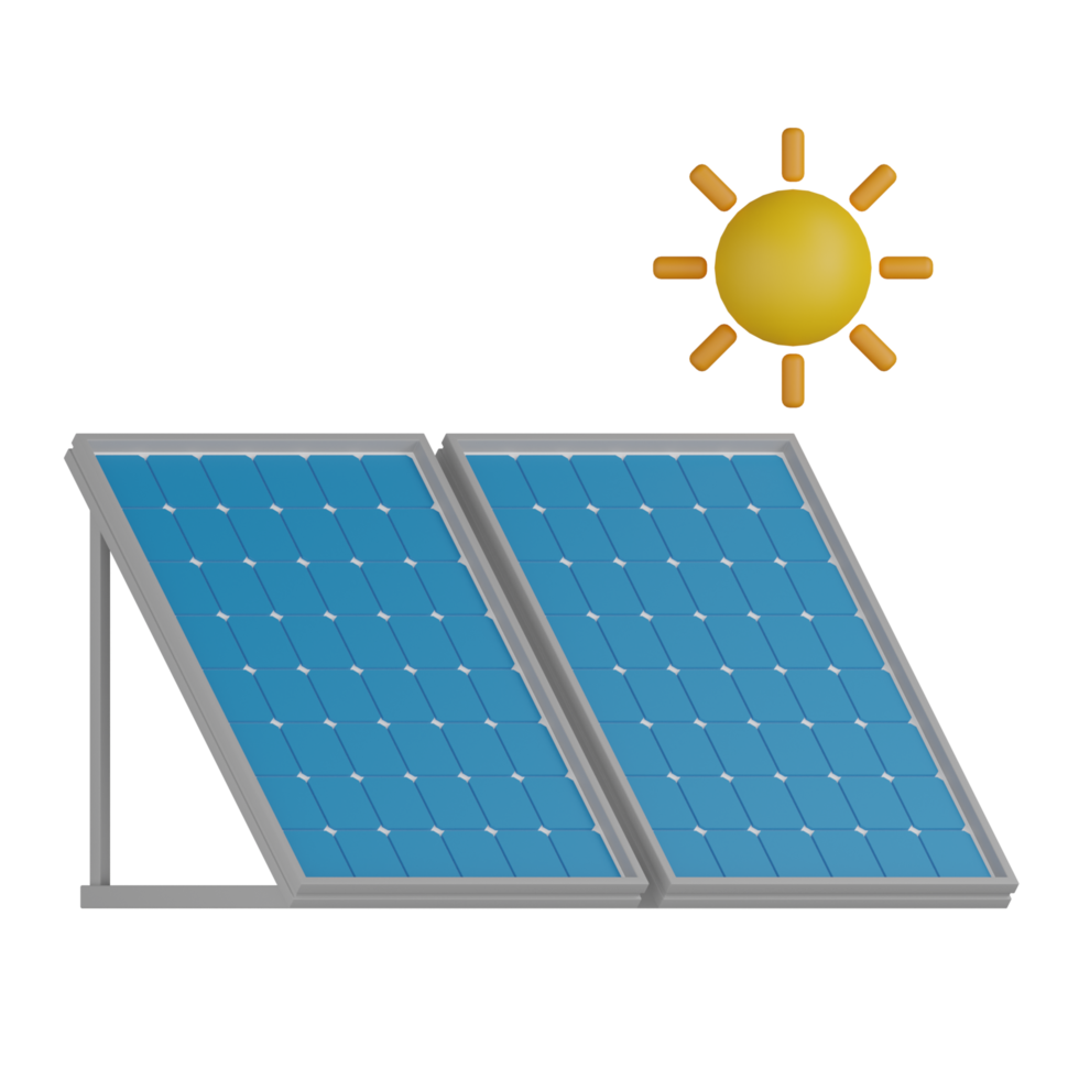 production de panneaux solaires isolés 3d png