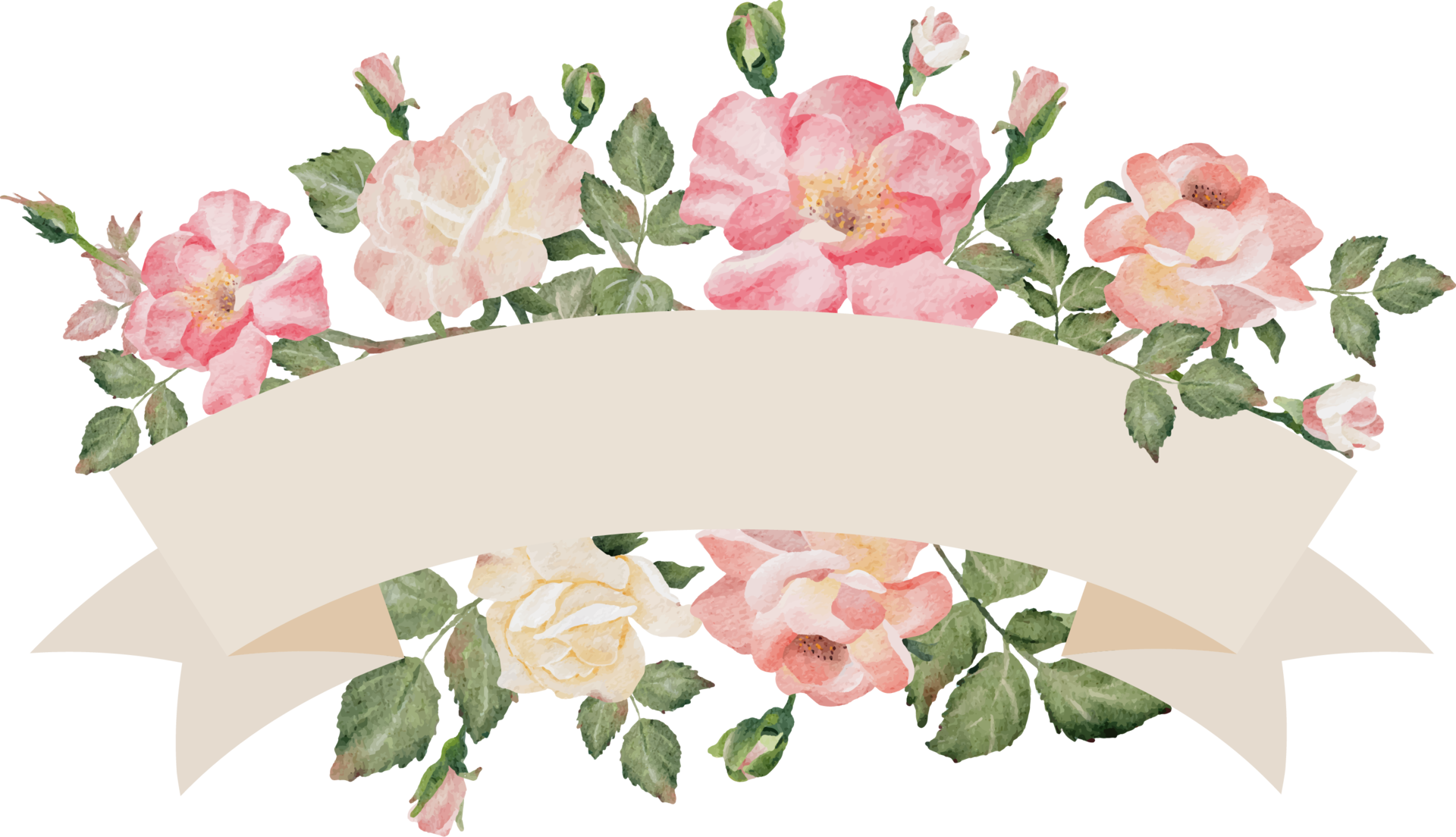 Pink Flower Ribbon Banner Vector Floral Ribbon Banner - vrogue.co