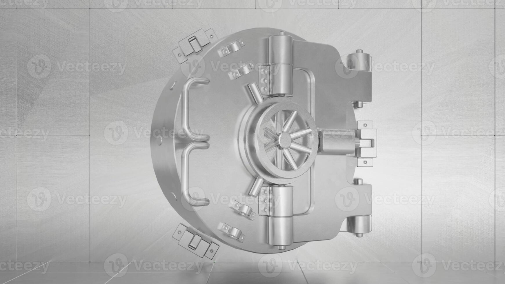 Bank safe vault door, deposit box. 3d rendering photo