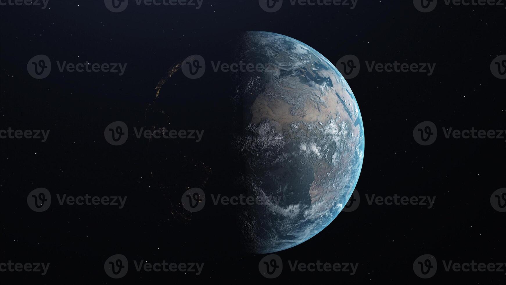 planeta tierra desde el espacio exterior. Transición realista de la noche al día. ilustración 3d foto