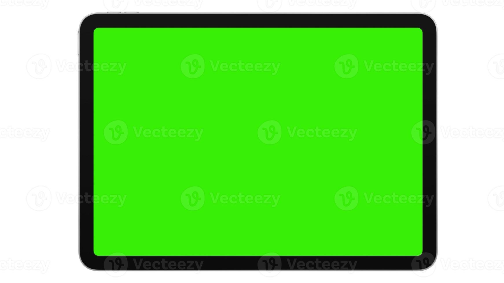 Tablet Computer with green screen Isolated on white background. 3d illustration photo