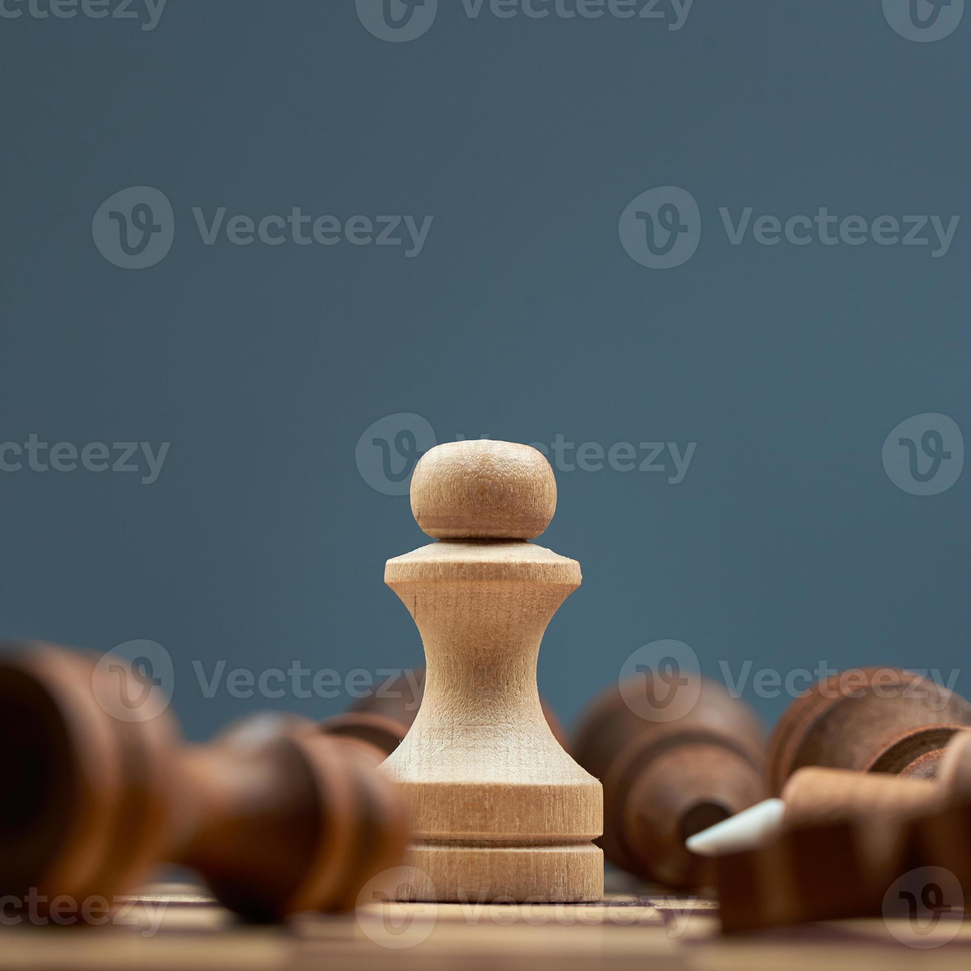 Concept of a victory and loss. The victory of white chess pieces over