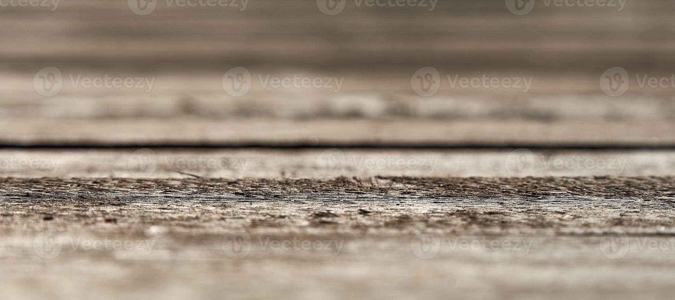 Texture of old wooden boards. Focus in the center of the photo. Background in blur. photo