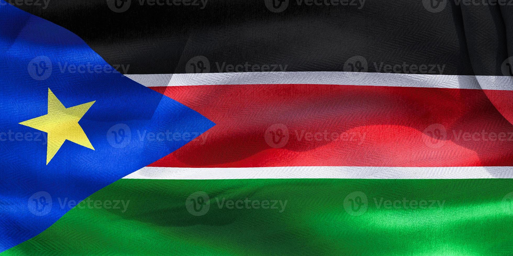 3D-Illustration of a South Sudan flag - realistic waving fabric flag photo