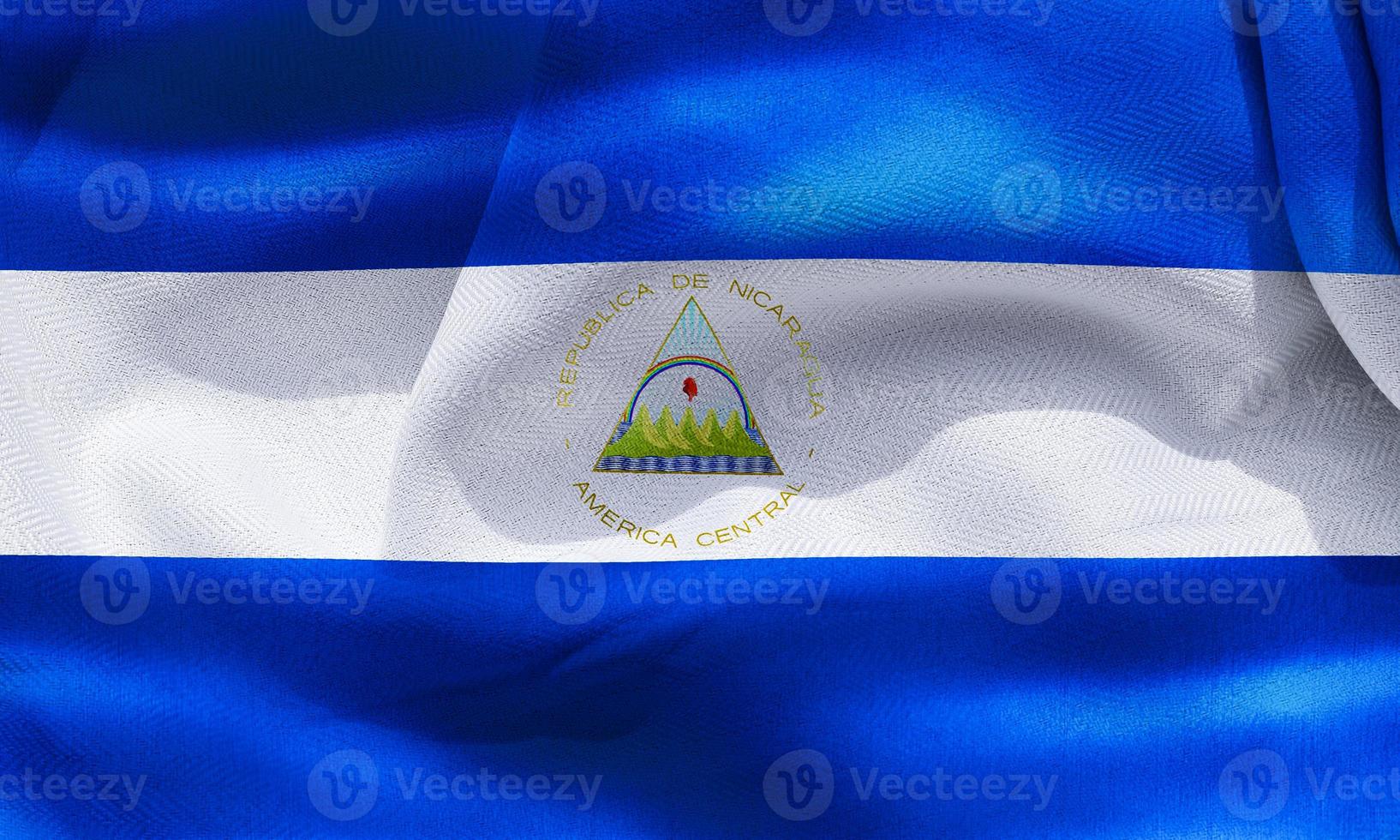 3D-Illustration of a Nicaragua flag - realistic waving fabric flag photo