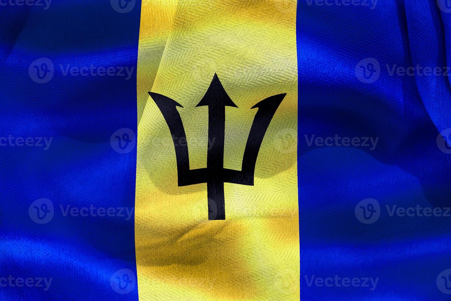 Barbados flag - realistic waving fabric flag photo