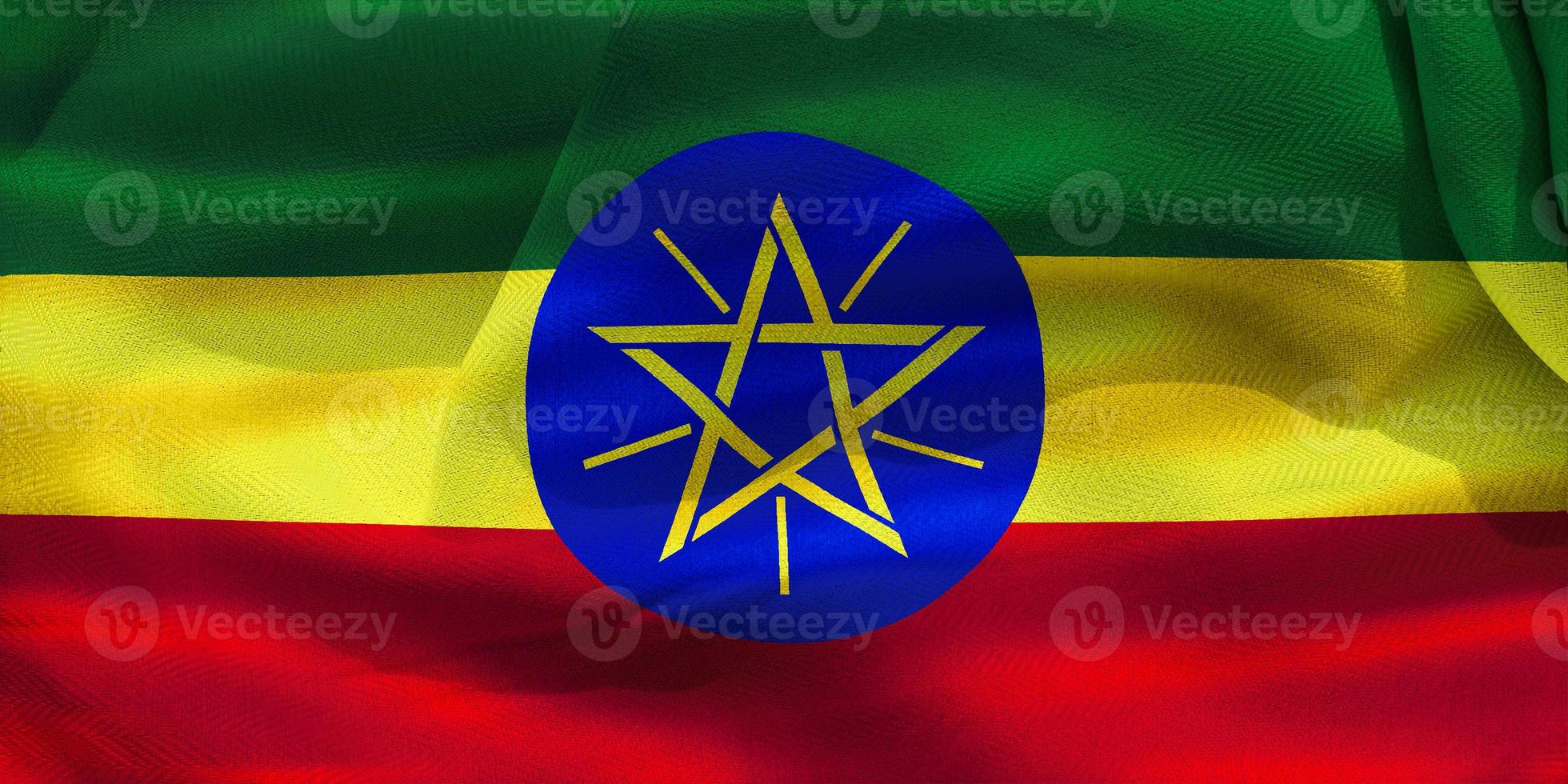 Ethiopia flag - realistic waving fabric flag photo