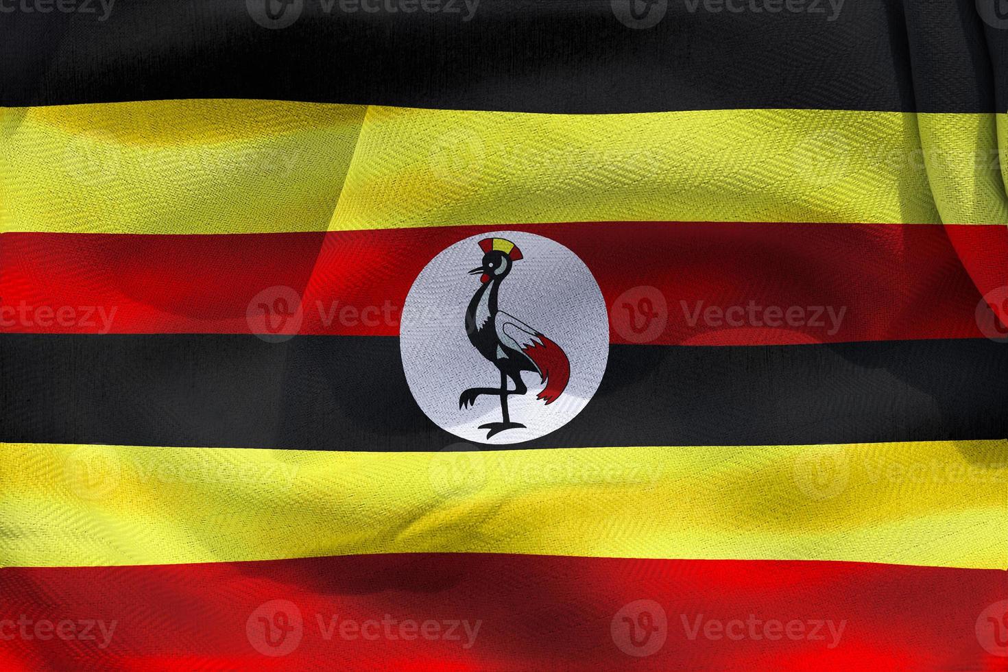 3D-Illustration of a Uganda flag - realistic waving fabric flag photo