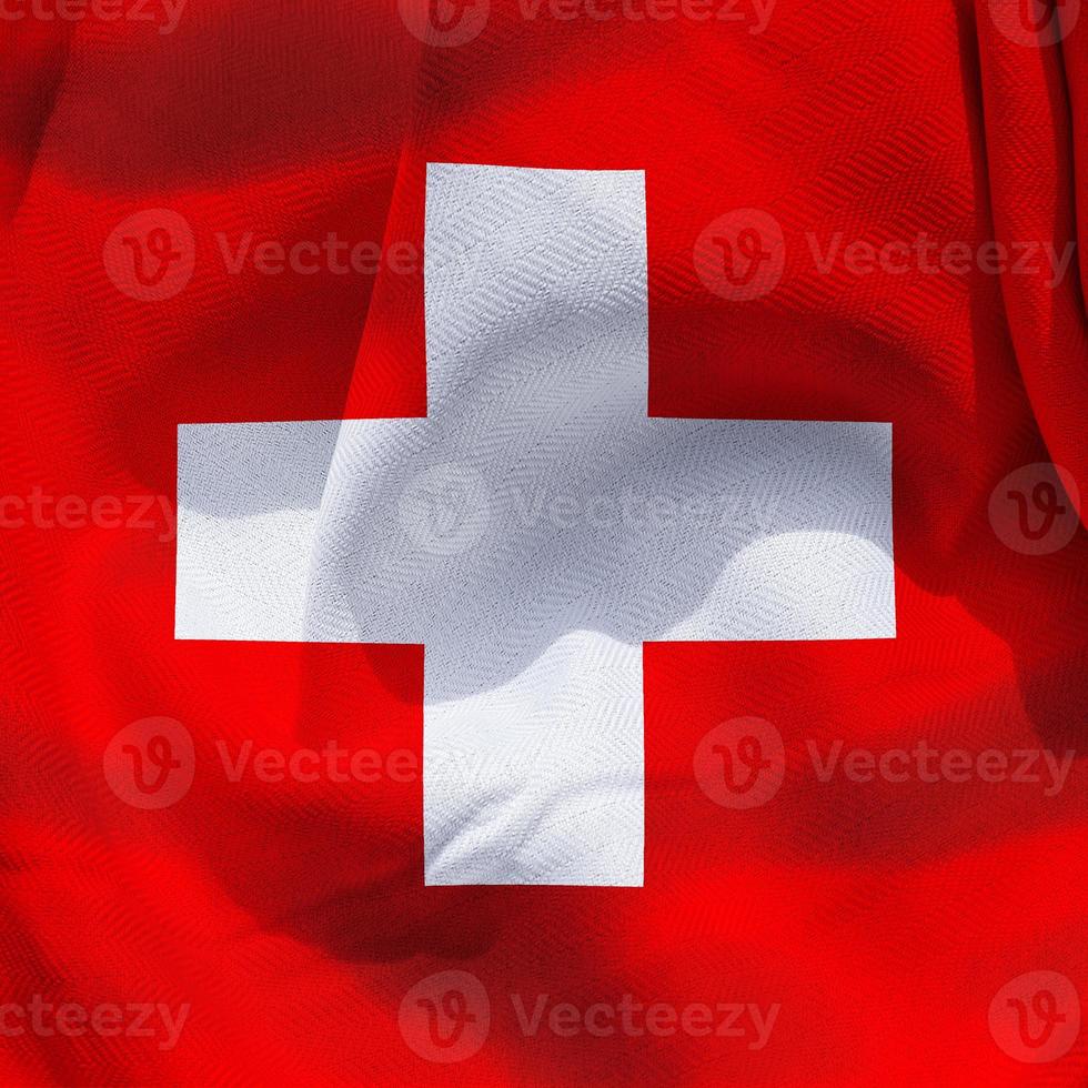 Swiss flag - realistic waving fabric flag photo