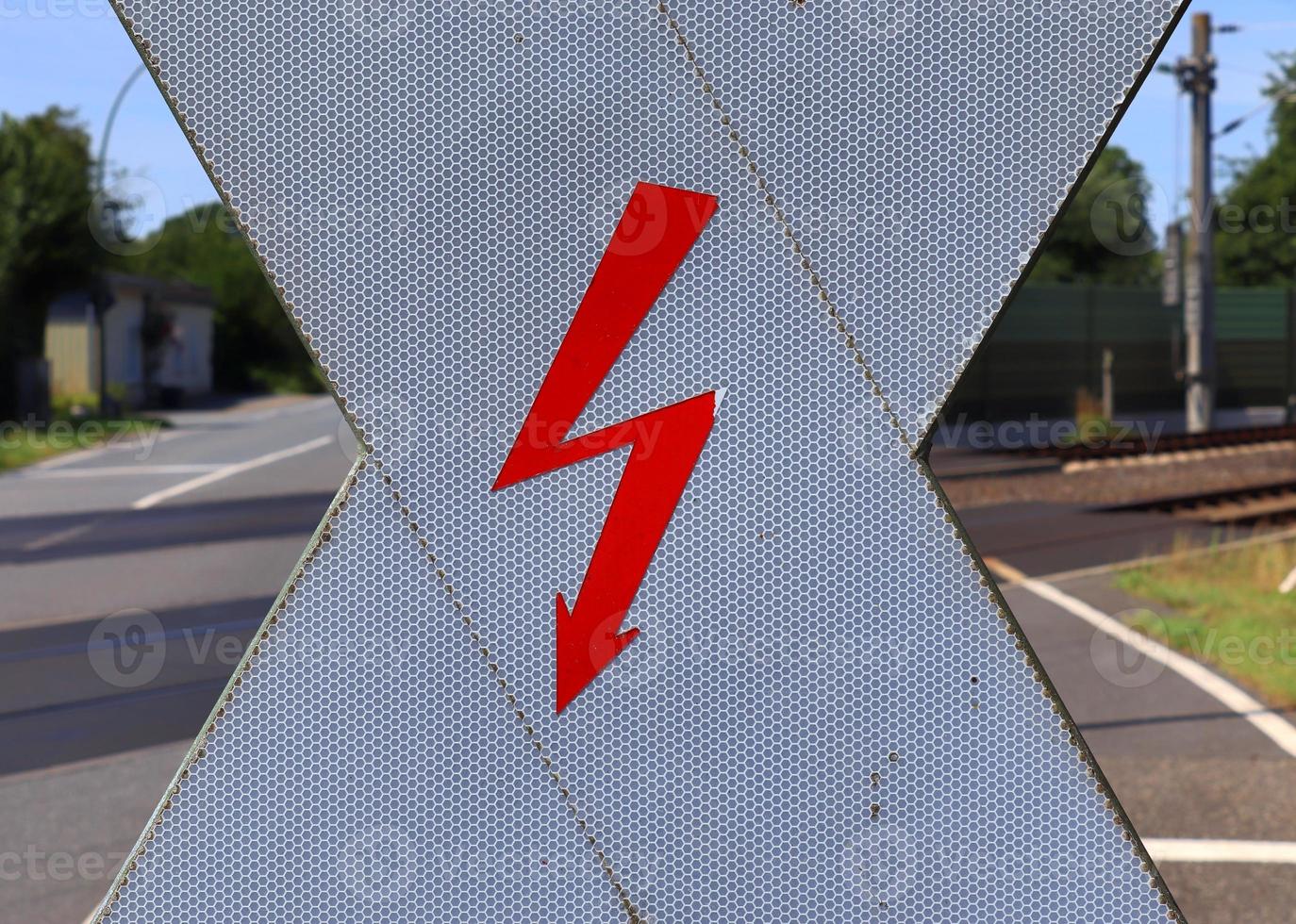 Multiple railroad tracks with junctions at a railway station in a perspective and birds view photo