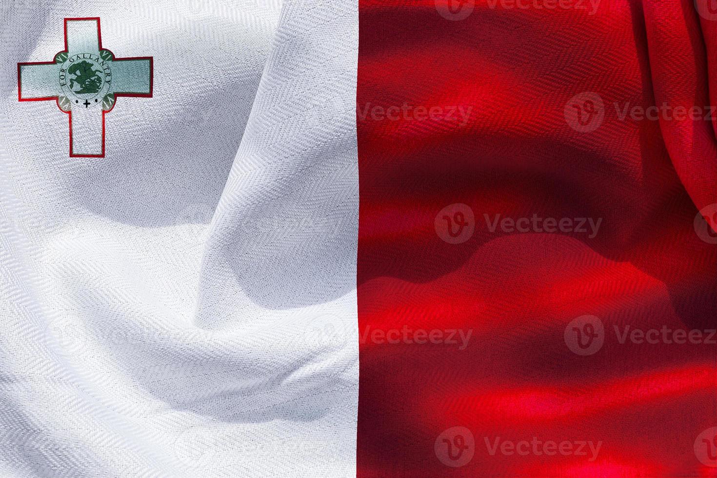 3D-Illustration of a Malta flag - realistic waving fabric flag photo