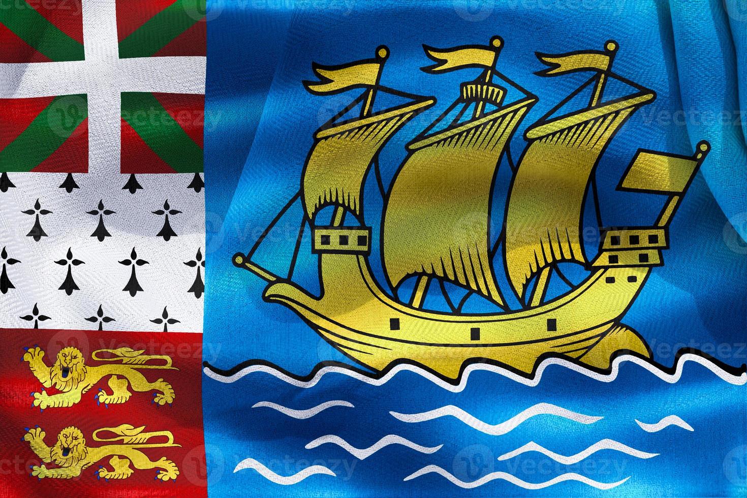 3D-Illustration of a Saint Pierre and Miquelon flag - realistic waving fabric flag photo