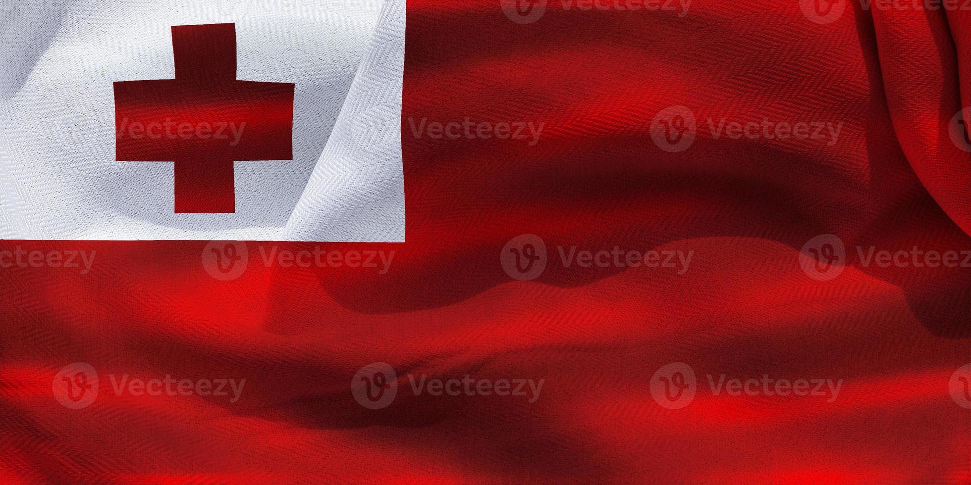 3D-Illustration of a Tonga flag - realistic waving fabric flag photo