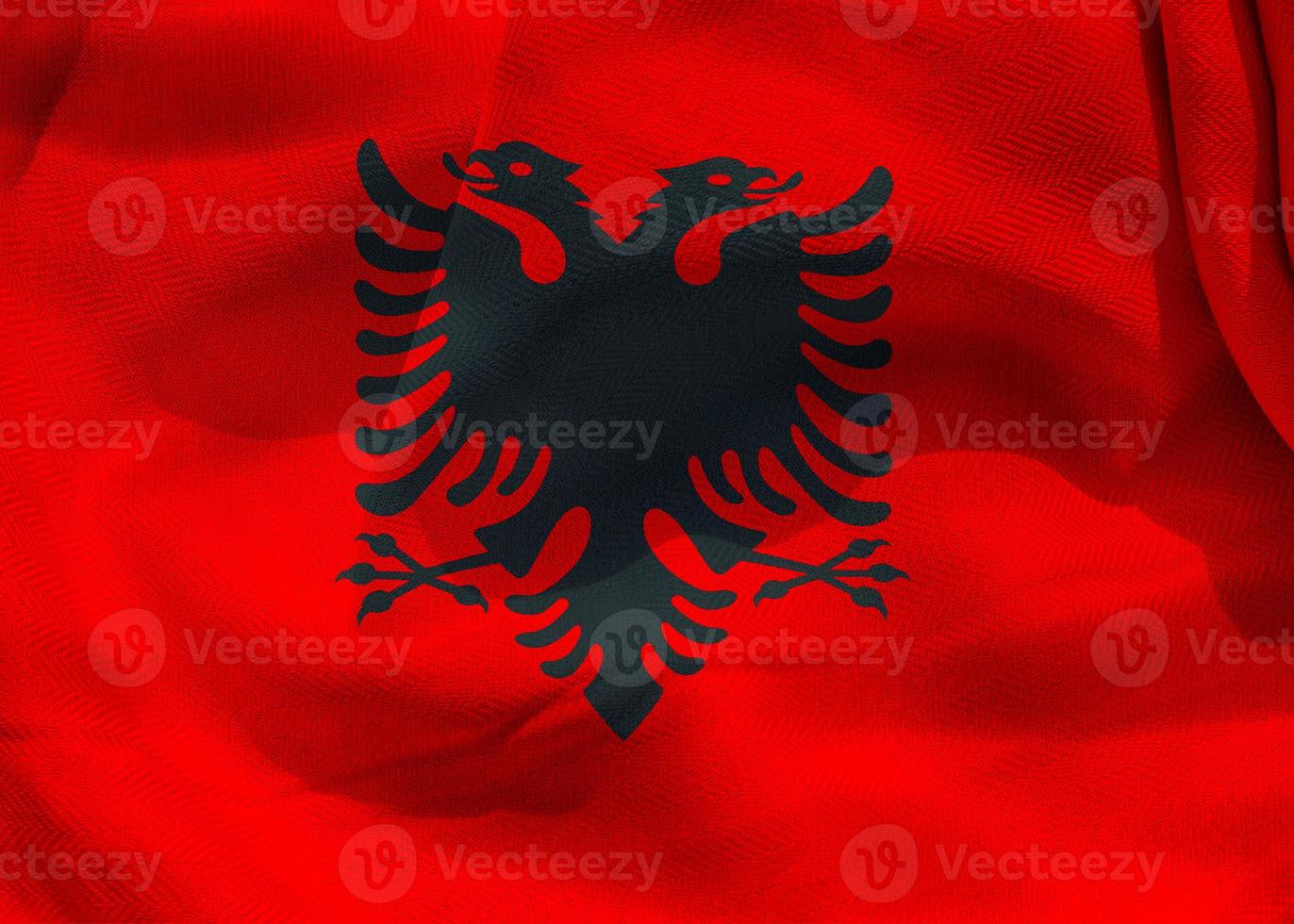 Albania flag - realistic waving fabric flag photo