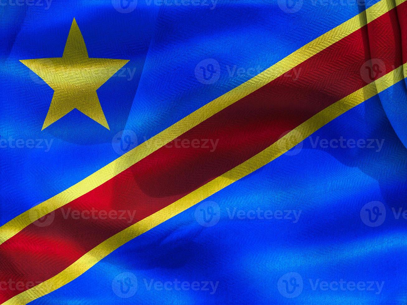 Democratic Republic of the Congo flag - realistic waving fabric flag photo