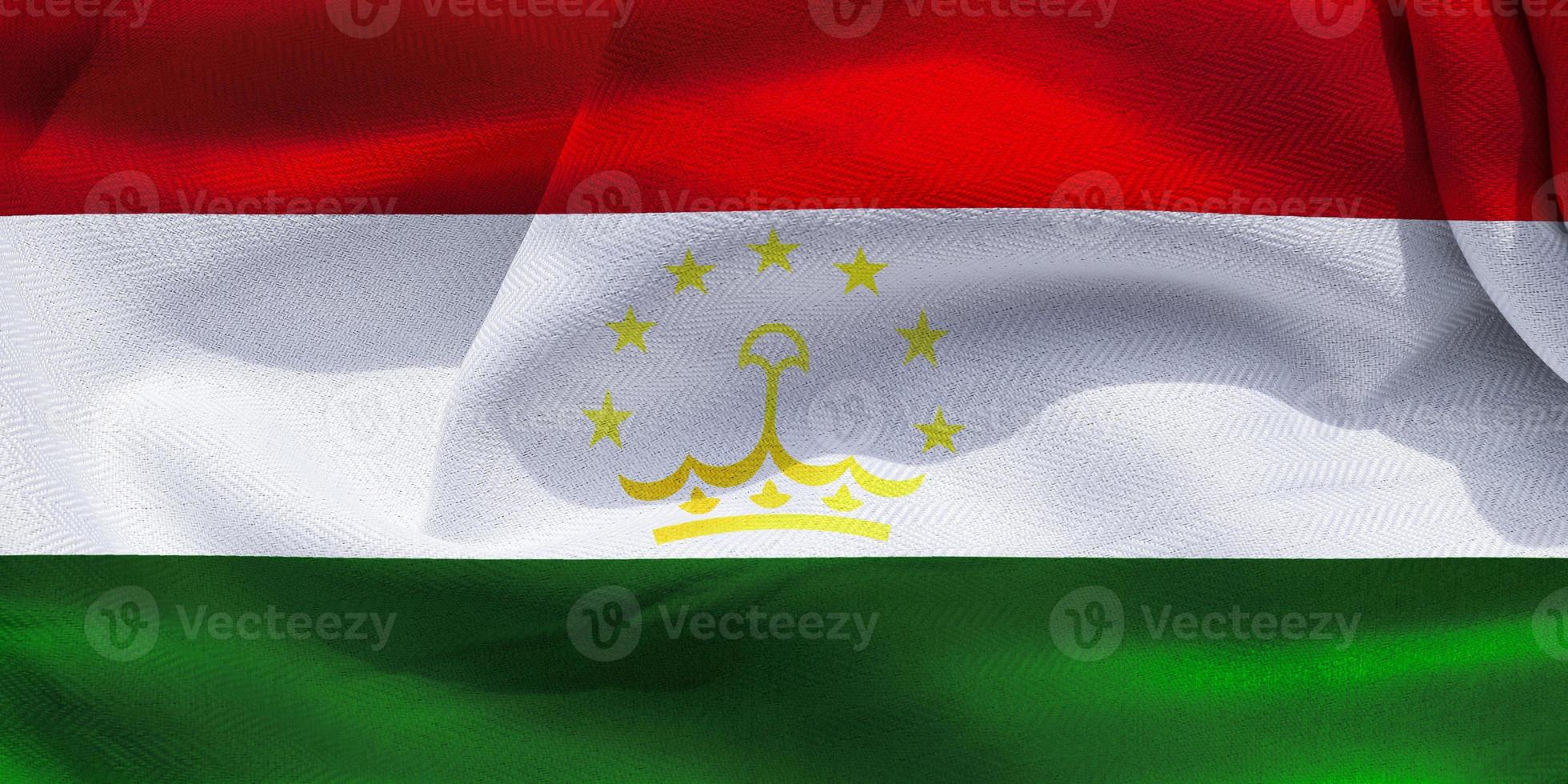 3D-Illustration of a Tajikistan flag - realistic waving fabric flag photo