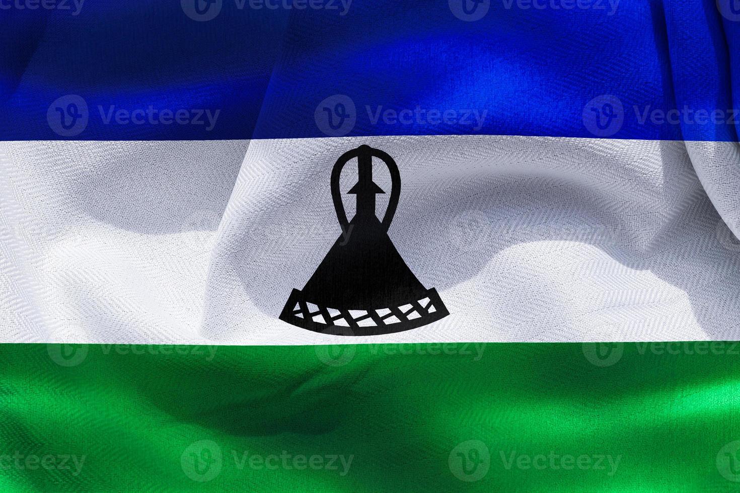 3D-Illustration of a Lesotho flag - realistic waving fabric flag photo