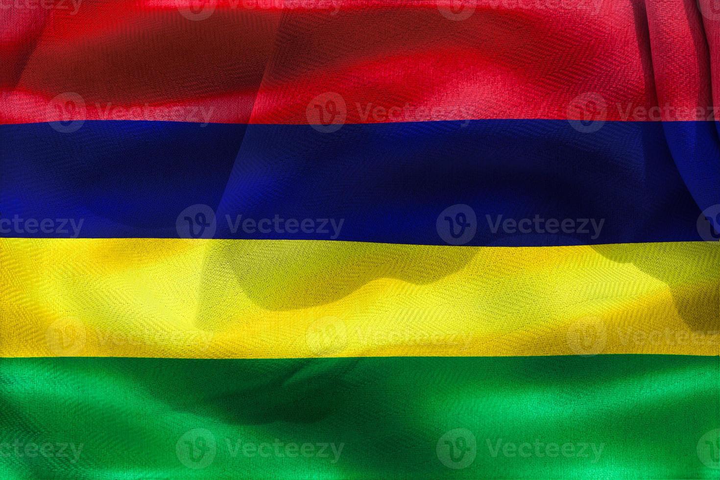 3D-Illustration of a Mauritius flag - realistic waving fabric flag photo