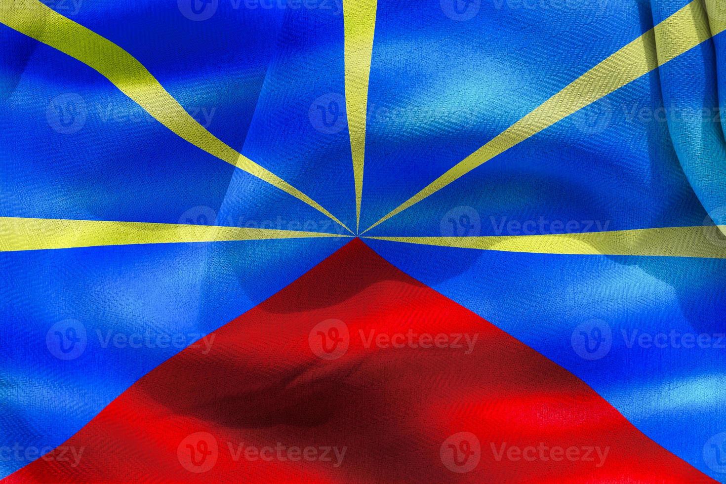 3D-Illustration of a Reunion flag - realistic waving fabric flag photo