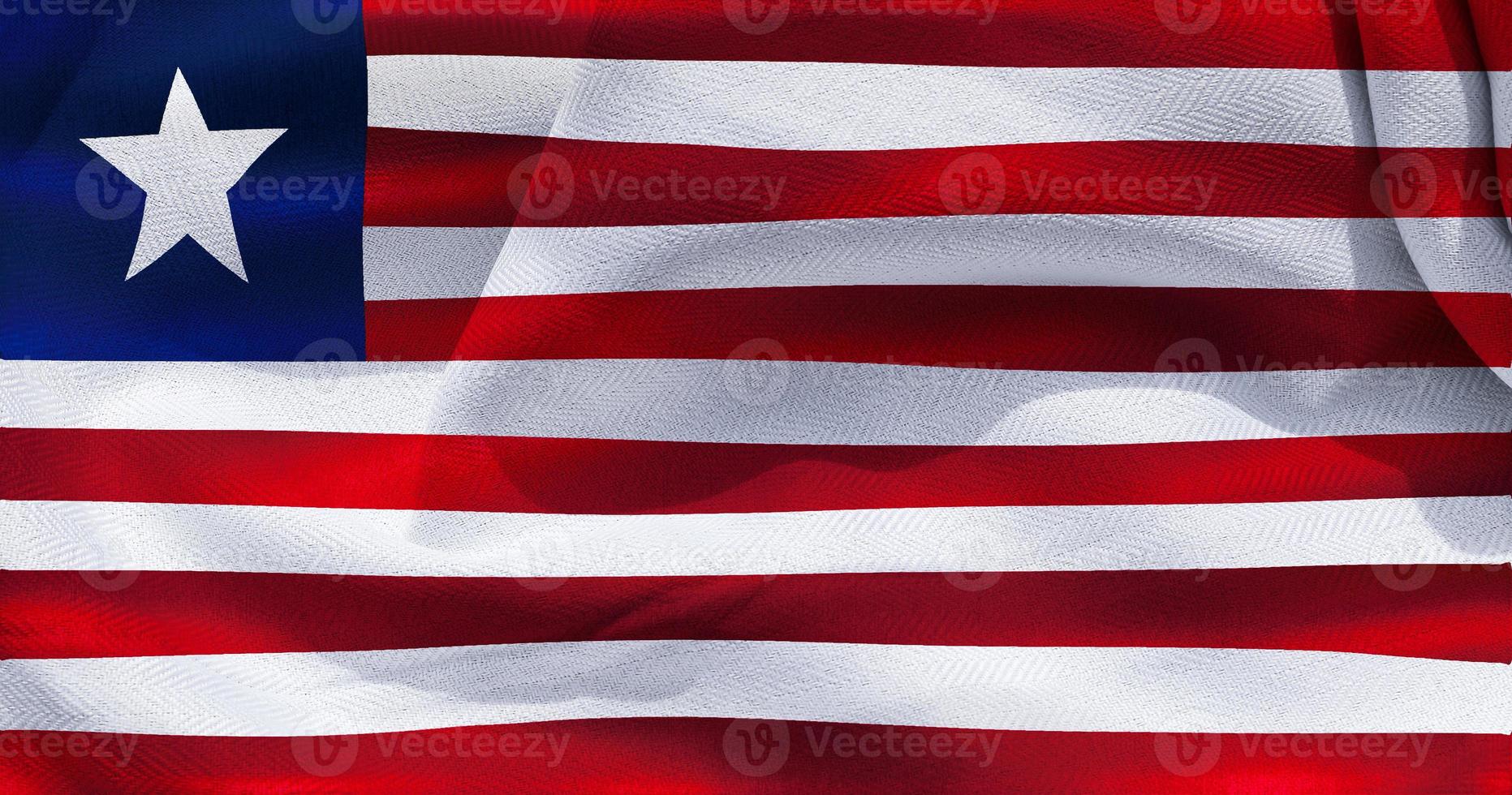 Ilustración 3d de una bandera de liberia - bandera de tela ondeante realista foto