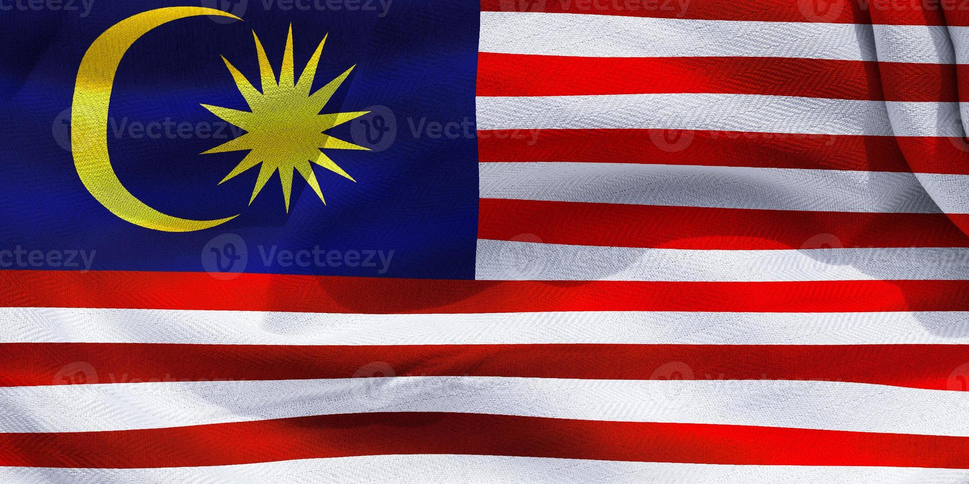 Ilustración 3d de una bandera de malasia - bandera de tela ondeante realista foto