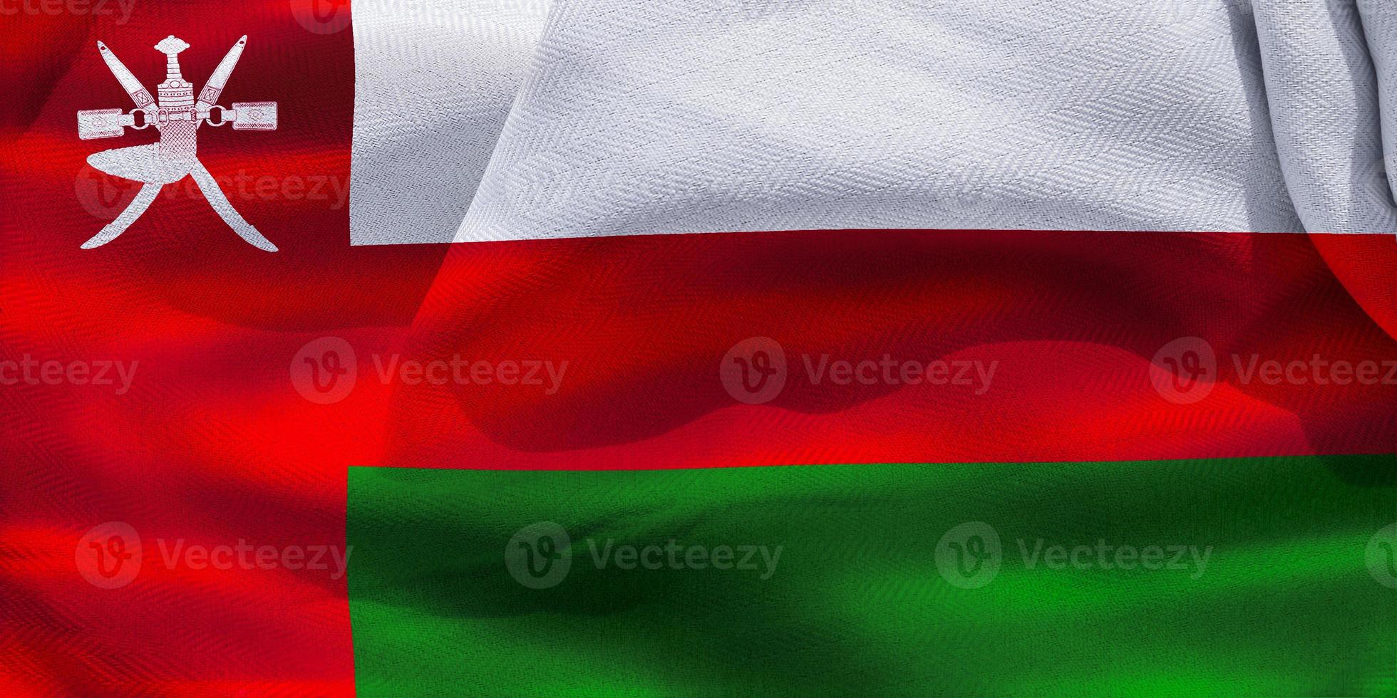 3D-Illustration of a Oman flag - realistic waving fabric flag photo
