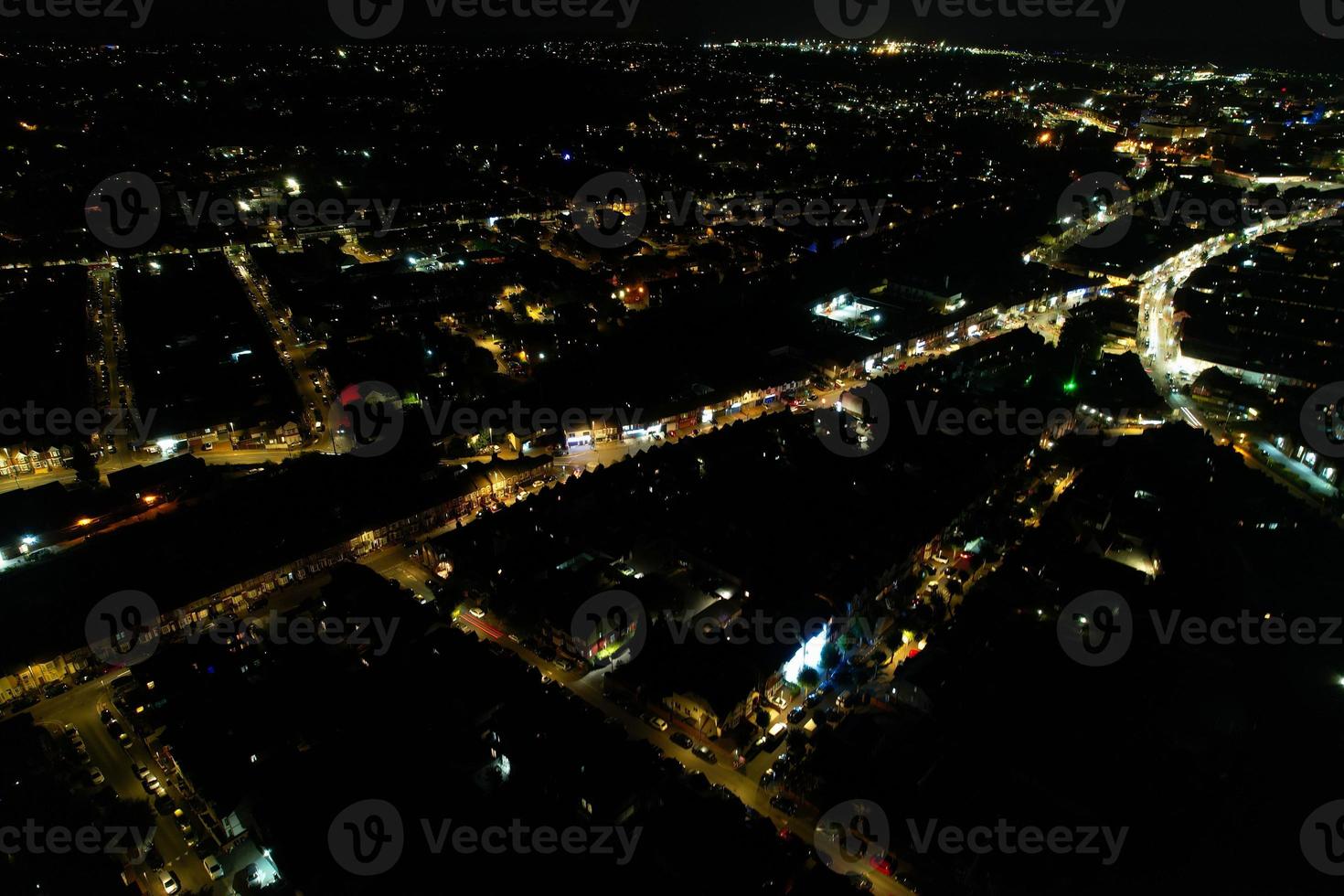 Beautiful Aerial View of Bury Park Luton England UK at Night photo