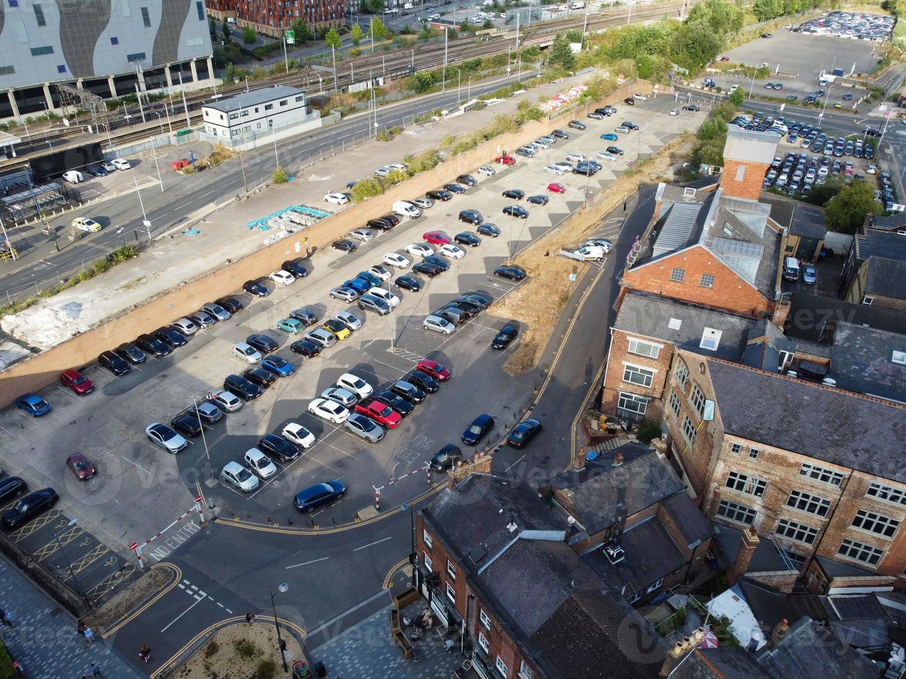Luton City of England UK. Aerial View of Central City from Railway Station and Bedfordshire University Campus. The High Angle View was captured on 02nd August 2022 on a hot sunny day photo