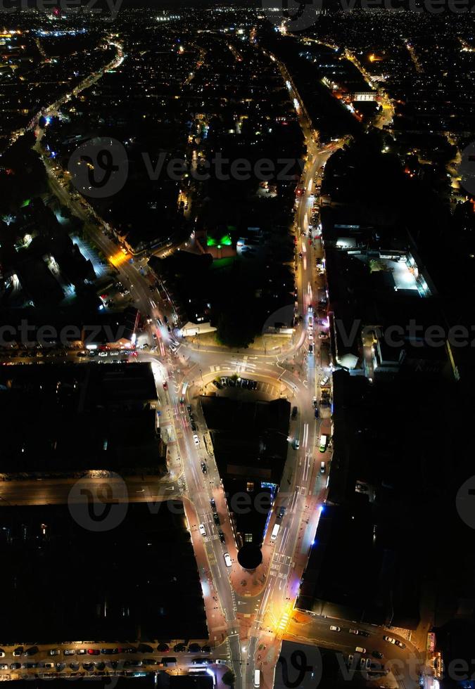 Beautiful Aerial View of Bury Park Luton England UK at Night photo