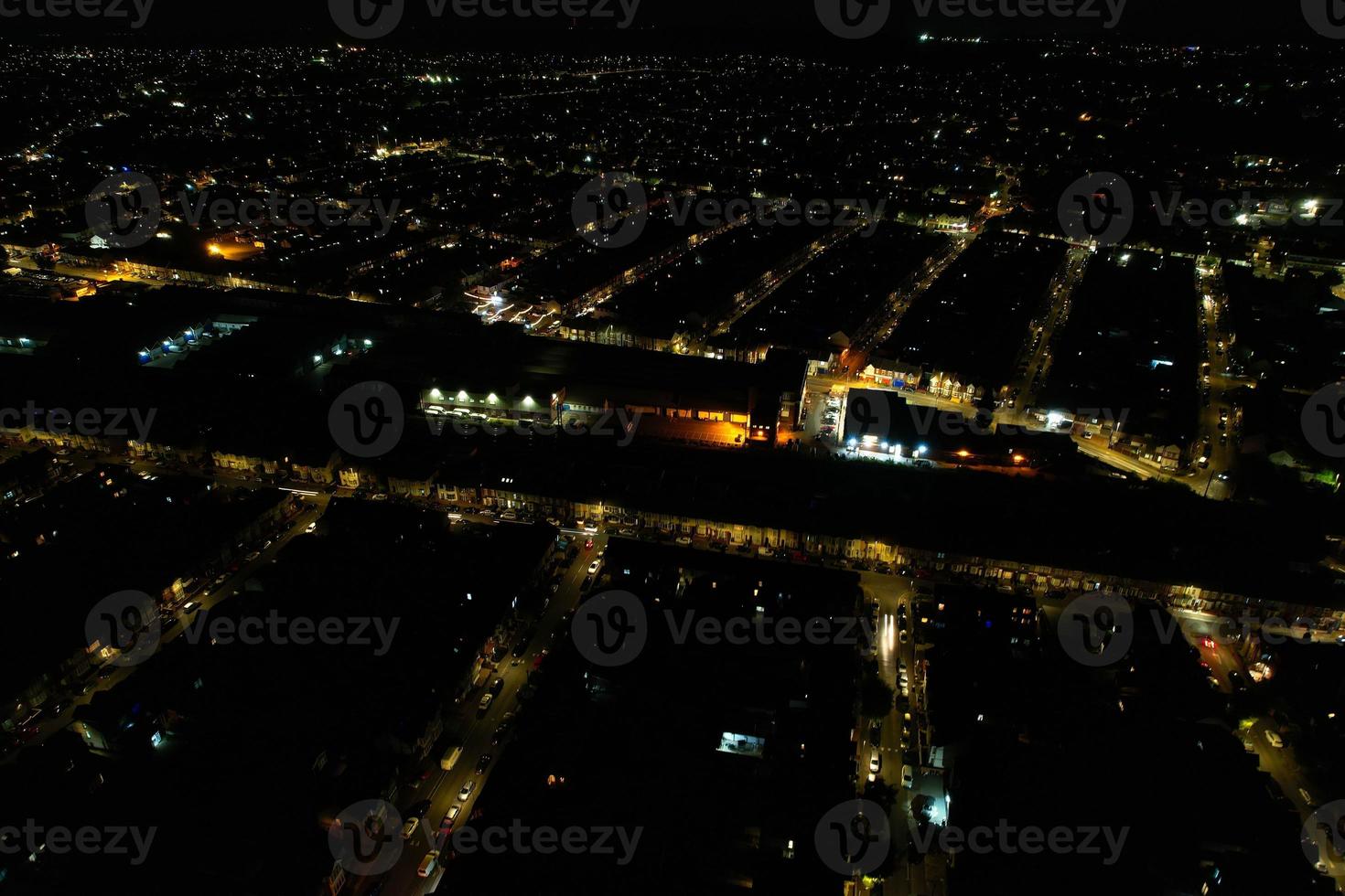 Beautiful Aerial View of Bury Park Luton England UK at Night photo