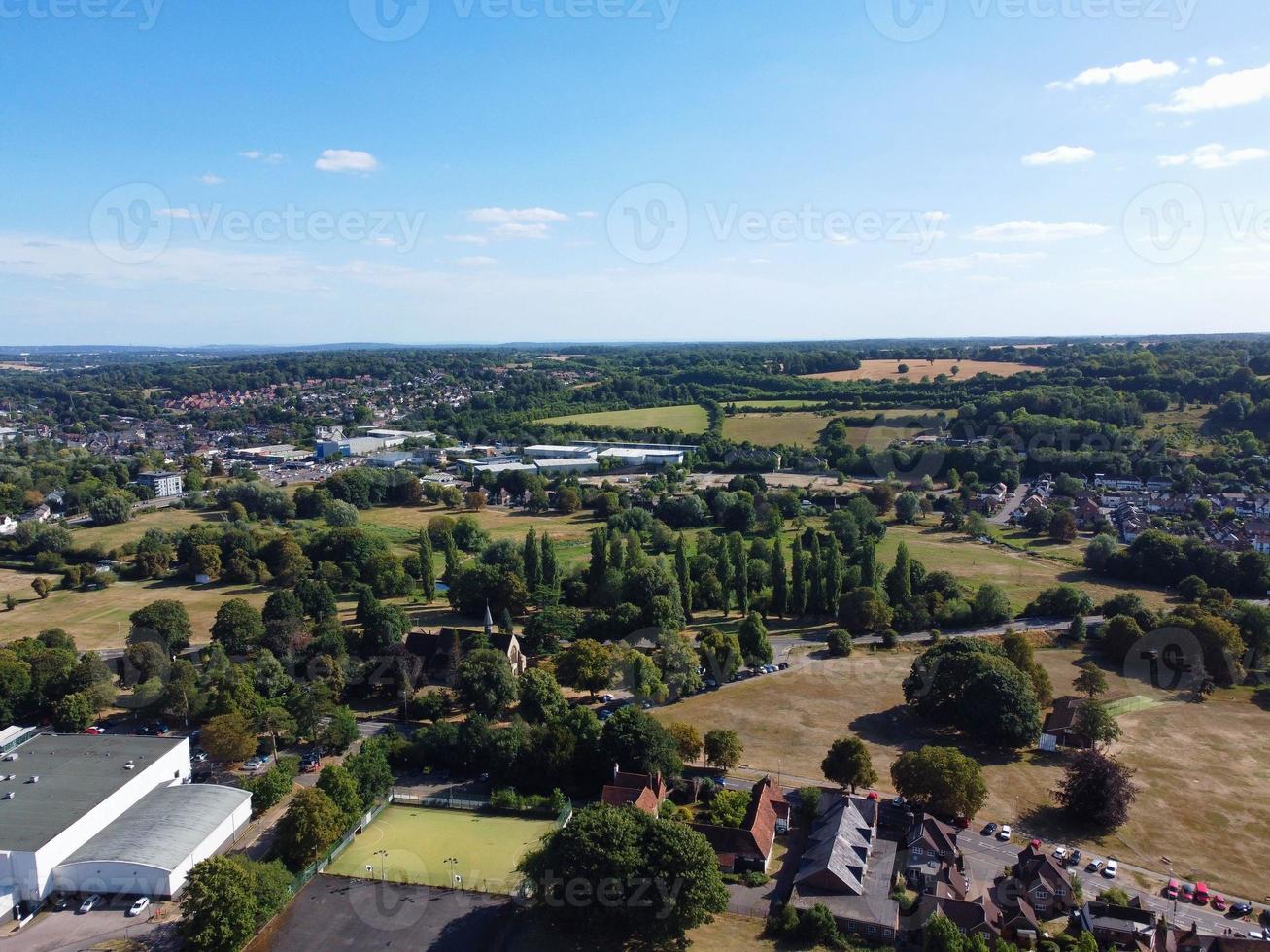 vista aérea del campo de cricket en el parque público local de hemel hempstead inglaterra gran bretaña foto