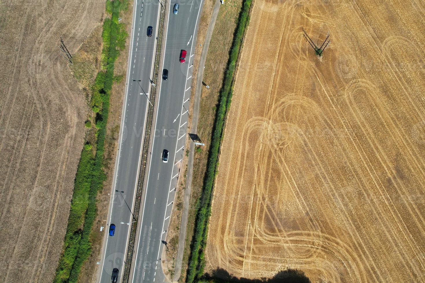 Beautiful Aerial View of British Motorways and roads With Traffic photo