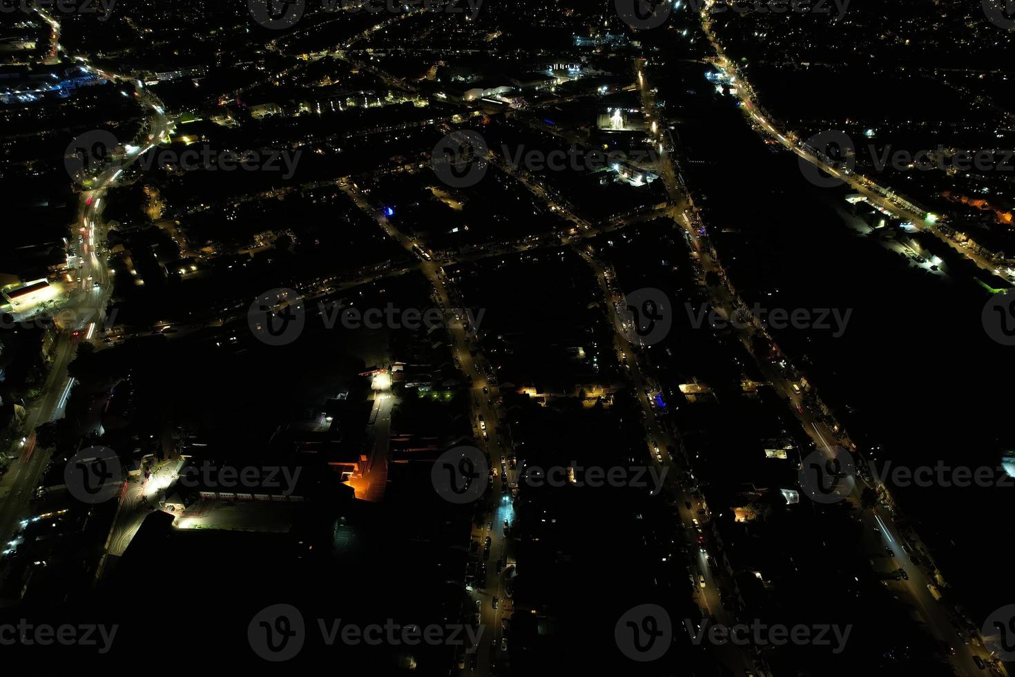 Night Aerial Footage of Luton City of England photo
