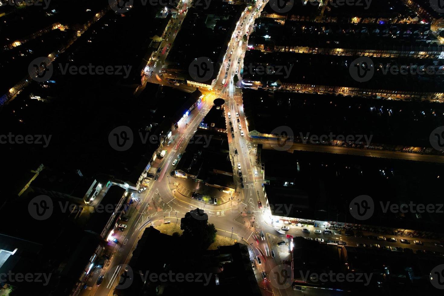 Beautiful Aerial View of Bury Park Luton England UK at Night photo