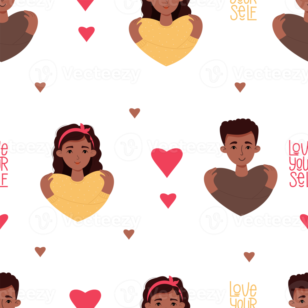 Seamless pattern with black  people. Seamless pattern with black  people. love yourself png