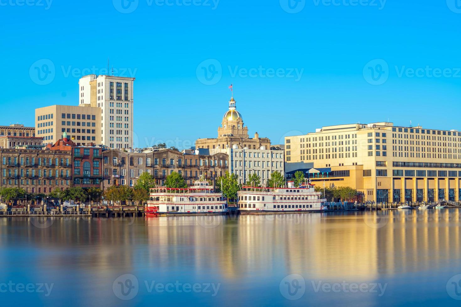 Riverfront of downtown Savannah in Georgia photo